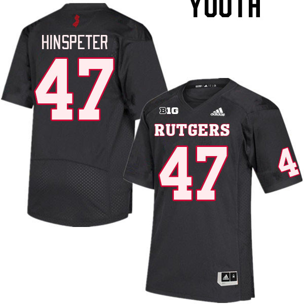Youth #47 Timmy Hinspeter Rutgers Scarlet Knights College Football Jerseys Stitched Sale-Black - Click Image to Close
